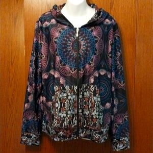 LILY BY FIRMIANA BRAND MANDALA PATTERN ZIPUP HOODIE size 1X